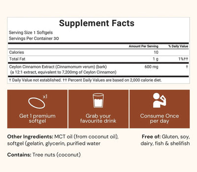Ceylon Cinnamon 7200mg equivalent with MCT Oil
