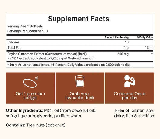 Ceylon Cinnamon 7200mg equivalent with MCT Oil